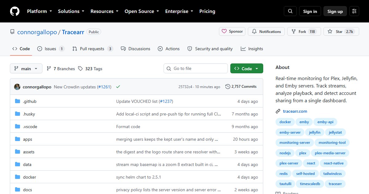 Tracearr: Monitoring, Account-Sharing Detection, and Newsletters for Plex, Jellyfin, and Emby