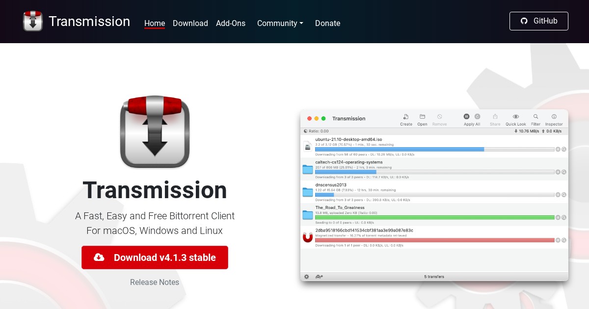 Transmission: Lightweight BitTorrent Client