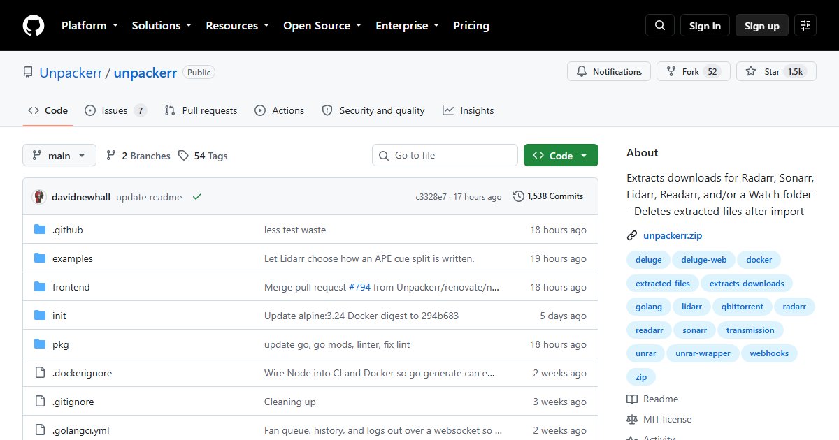 Unpackerr: Automatic Archive Extraction for Sonarr, Radarr, and Lidarr