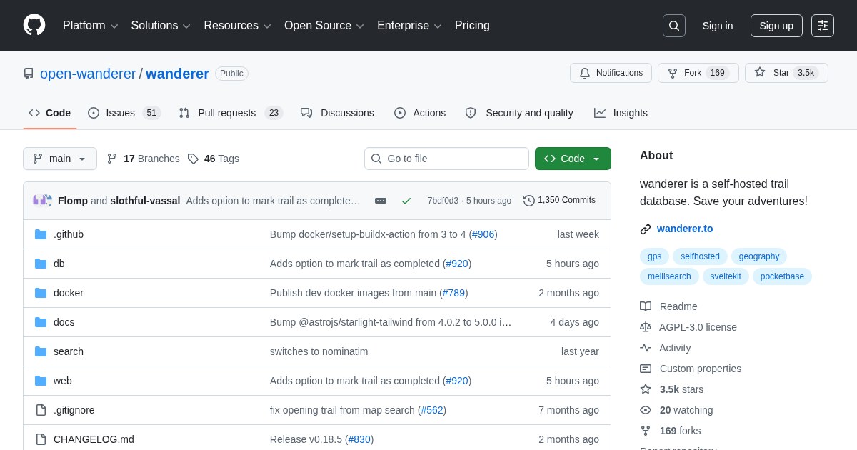 Wanderer: Self-hosted trail database