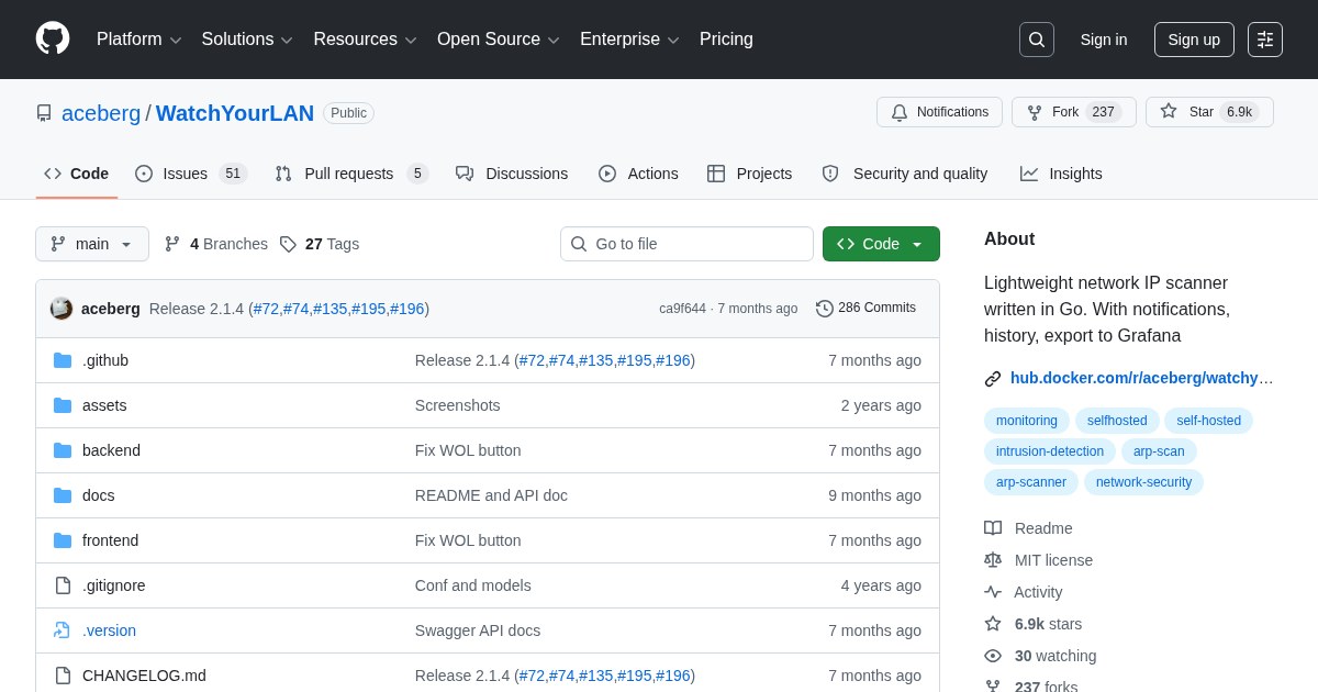 WatchYourLAN: Lightweight network IP scanner with web GUI