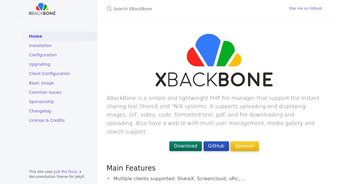 xBackBone: Lightweight file manager with full ShareX support