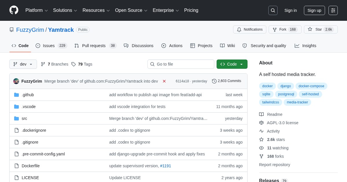 Yamtrack: Self-Hosted Media Tracker