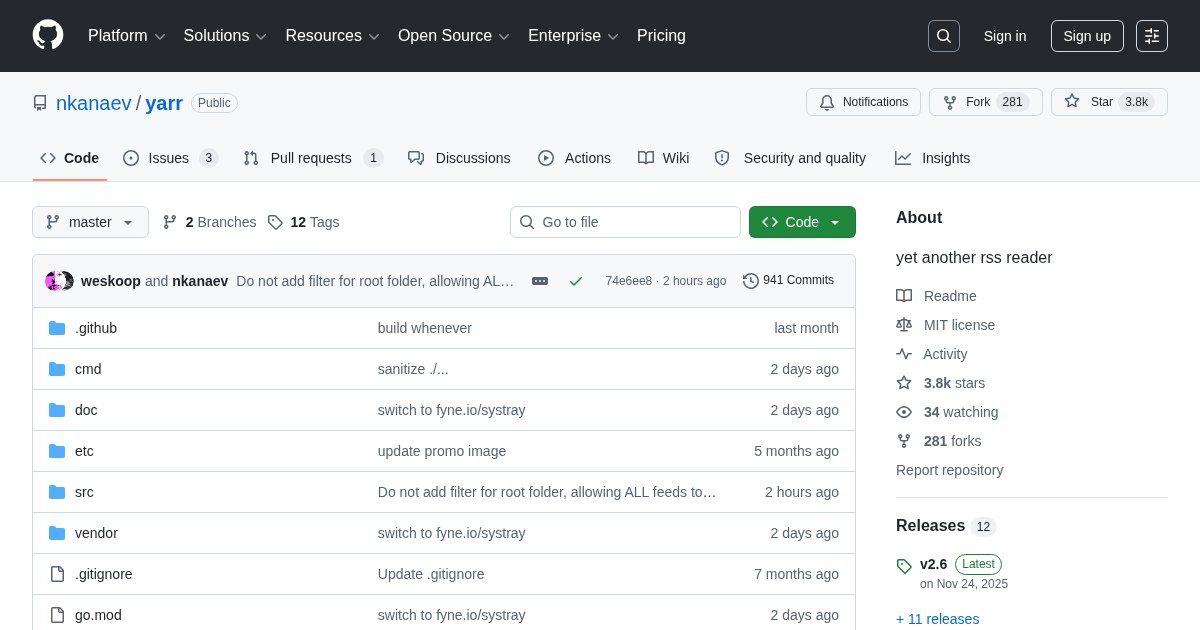yarr: Web-based feed aggregator