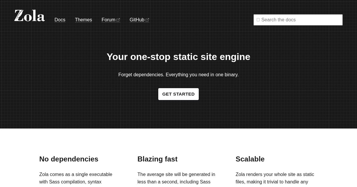 Zola: Fast static site generator in a single binary with everything built-in